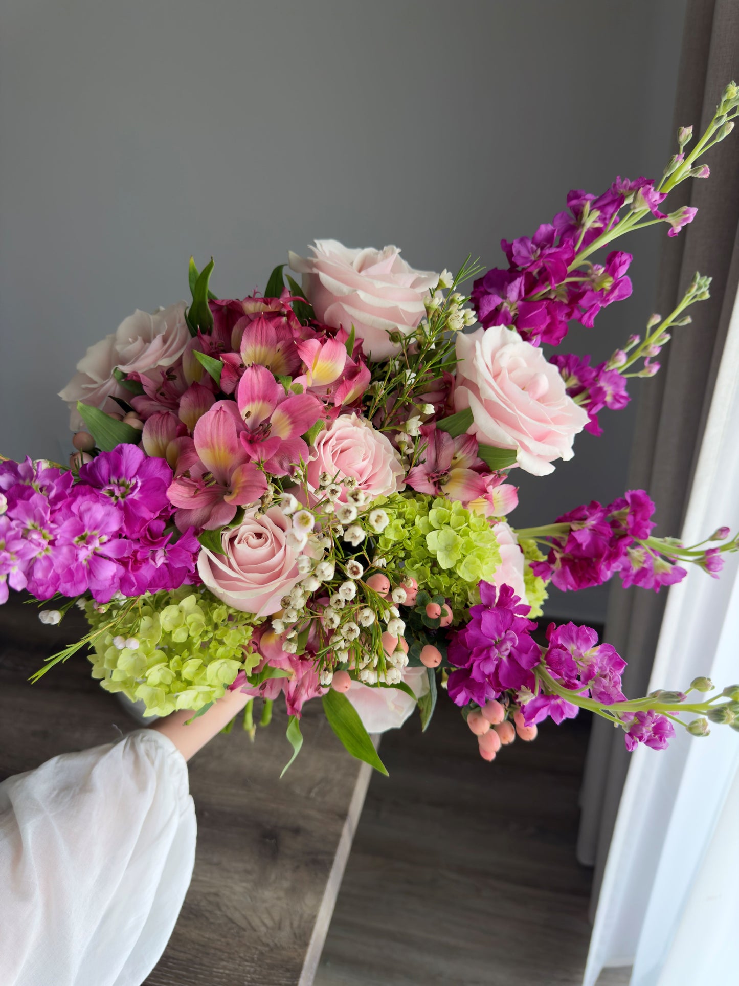 Vibrant Pink Garden Style Arrangement