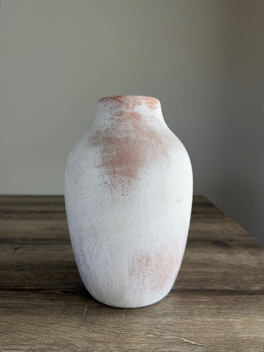Rustic Taupe & Terracotta Ceramic Vase